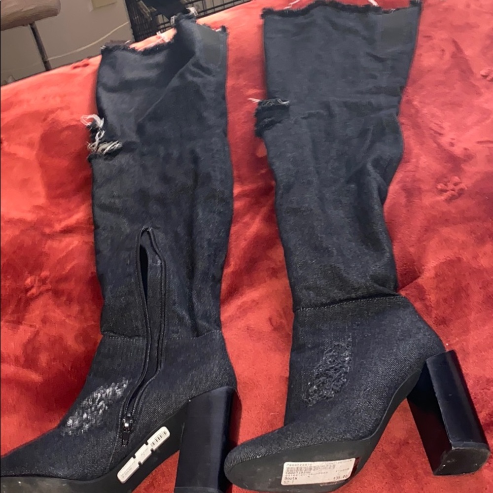 Over the knee jean boots